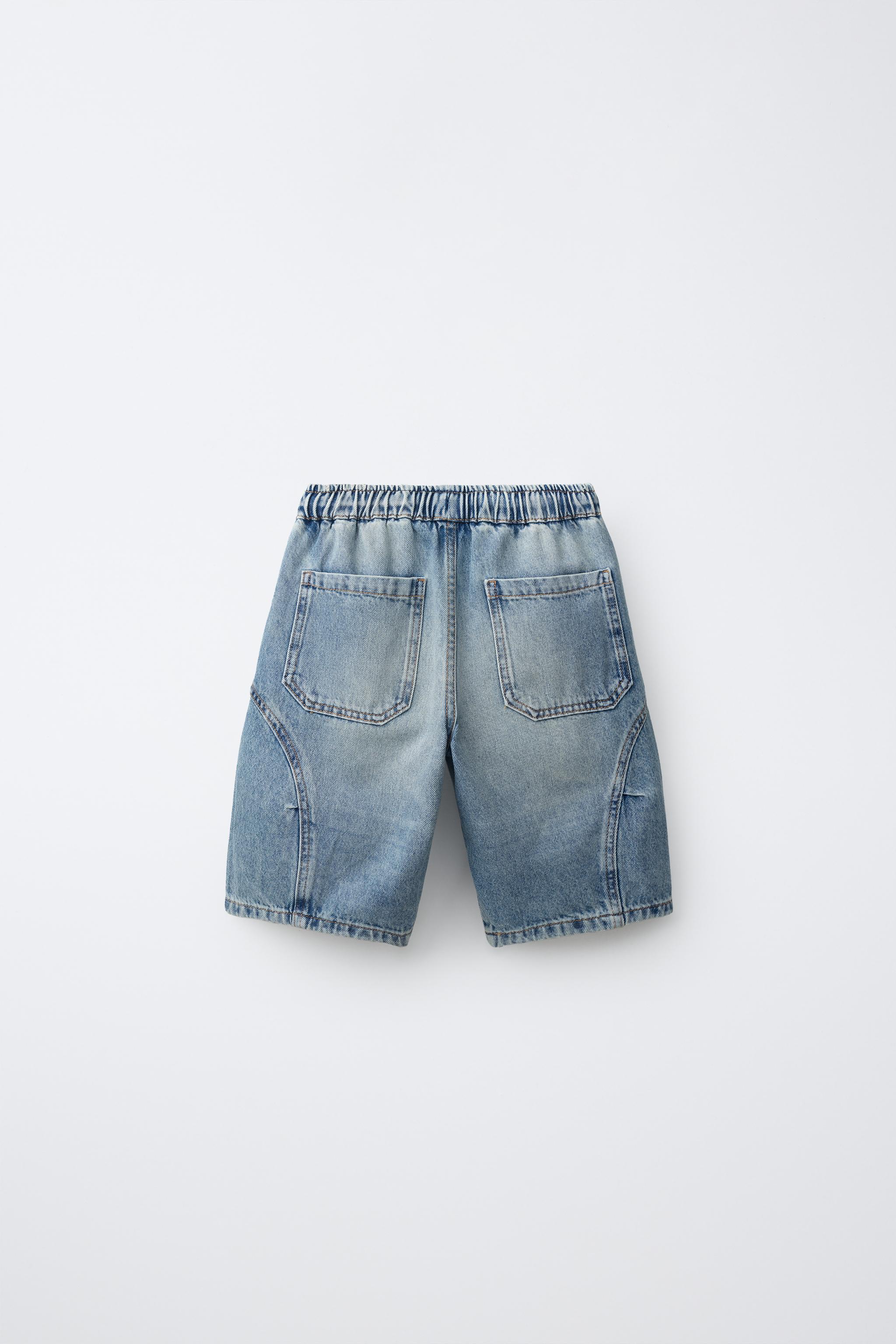 BARREL-FIT DENIM SHORTS